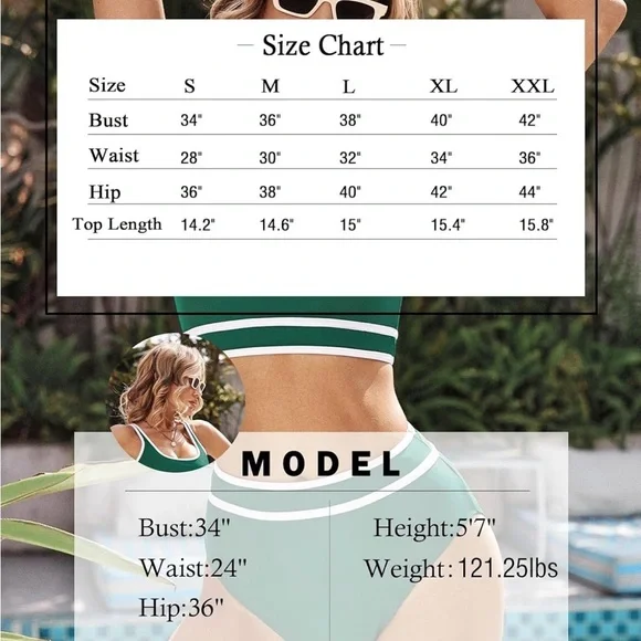 Green and White Retro Bikini Set - Picture 6 of 11